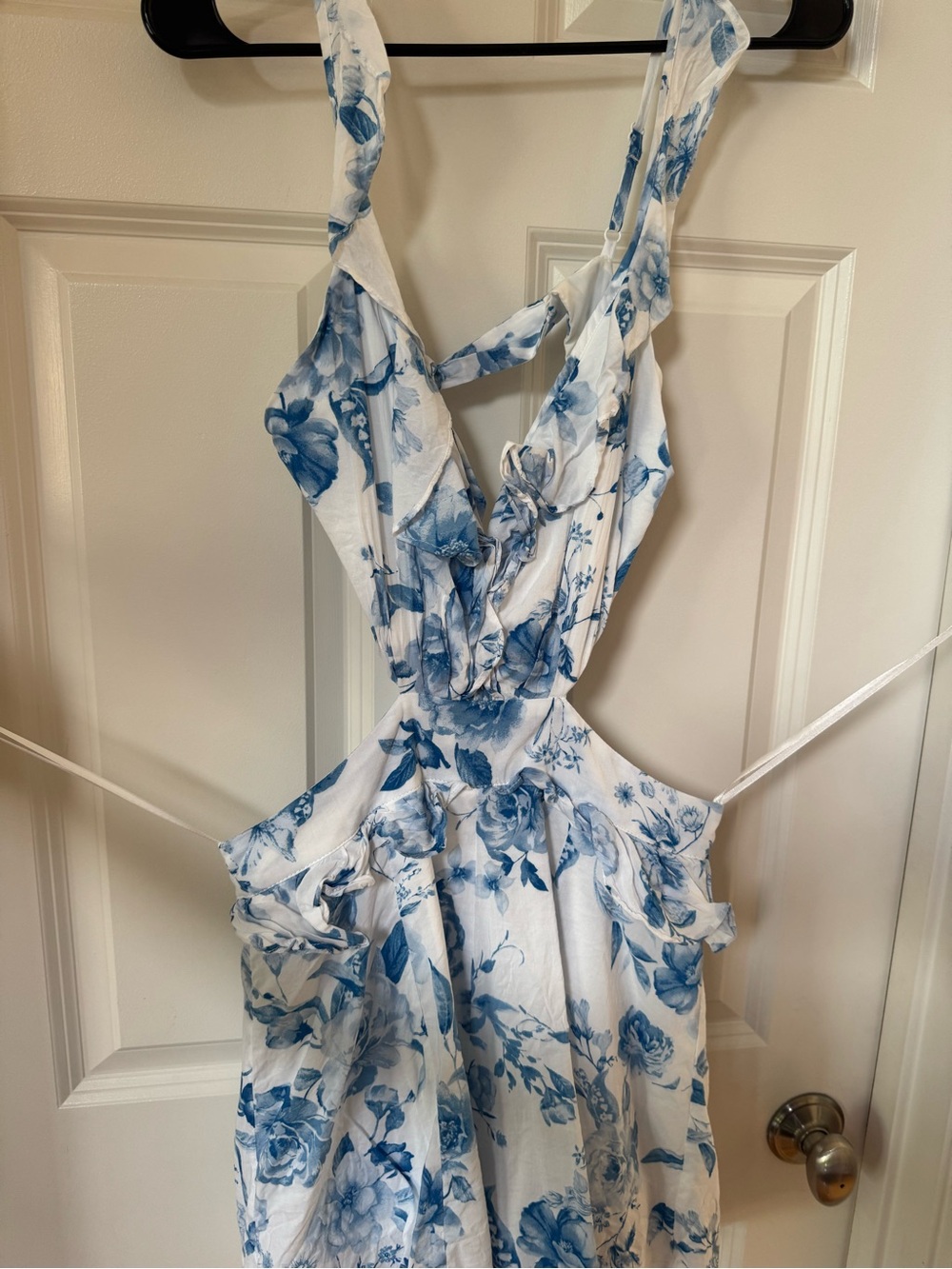 DO+BE White Romper with Blue Floral Accents